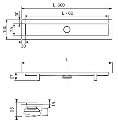 Pachet rigola dus cu grila Tece Linus Plate 60cm [2]