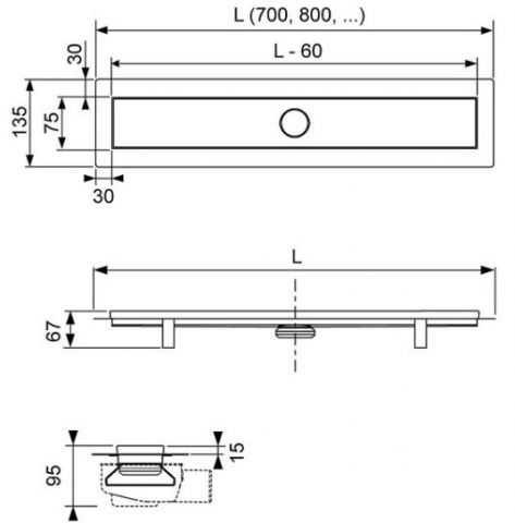 Pachet rigola dus cu grila Tece Linus Plate 70cm [2]