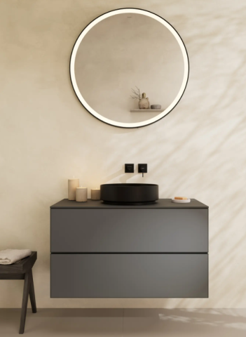 Baterie lavoar incastrata, cu evacuare, instalare cu 2 orificii, EcoSmart, negru mat Hansgrohe Tecturis E 73051670 [3]