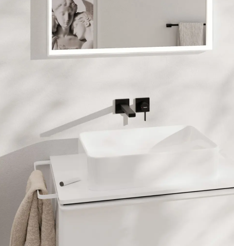 Baterie lavoar incastrata, cu evacuare, instalare cu 2 orificii, EcoSmart, negru mat Hansgrohe Tecturis E 73051670 [2]