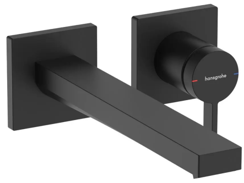 Dus si Componente pentru dus - Baterie lavoar incastrata, cu evacuare, instalare cu 2 orificii, EcoSmart, negru mat Hansgrohe Tecturis E 73051670