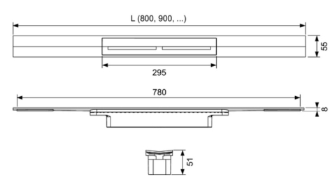 Profil de dus 80cm oțel inoxidabil negru periat [1]
