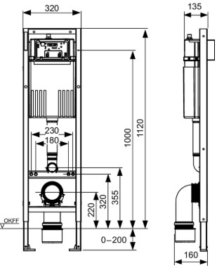 Pachet Rezervor WC incastrat 7L,(320 x 1120 mm) TECEbase + clapeta actionare negru mat TECEnow (9240407) [3]