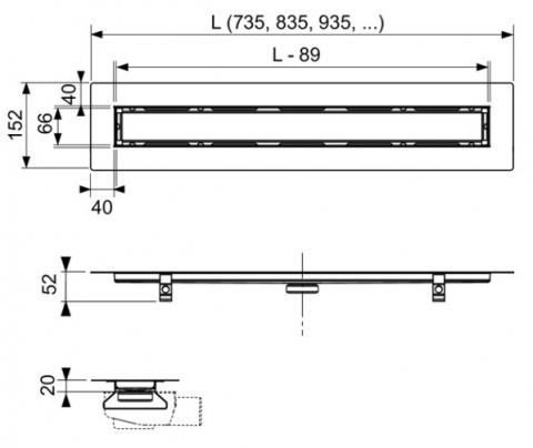 Rigola 700 TECEDrainline din inox pt acoperire cu piatra naturala [1]