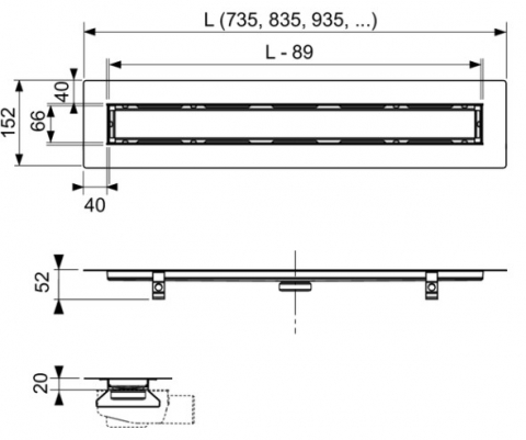 Rigola 800 TECEDrainline din inox pt acoperire cu piatra naturala [2]