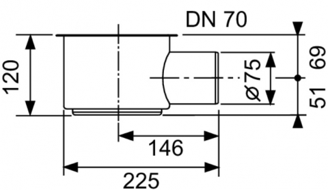 Sifon TECEdrainline "standard", evacuare laterală DN 70 [1]