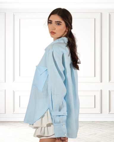 CAMASI W SIGNATURE - Camasa din in AERIS Blue