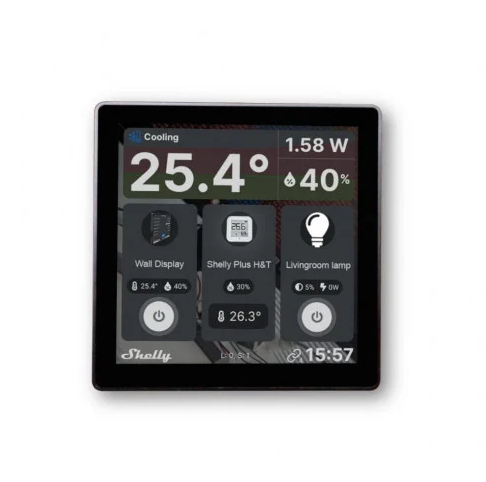 Smart switch with touchscreen Shelly Wall Display, Black, Wi-FI, Bluetooth + H&T black [3]