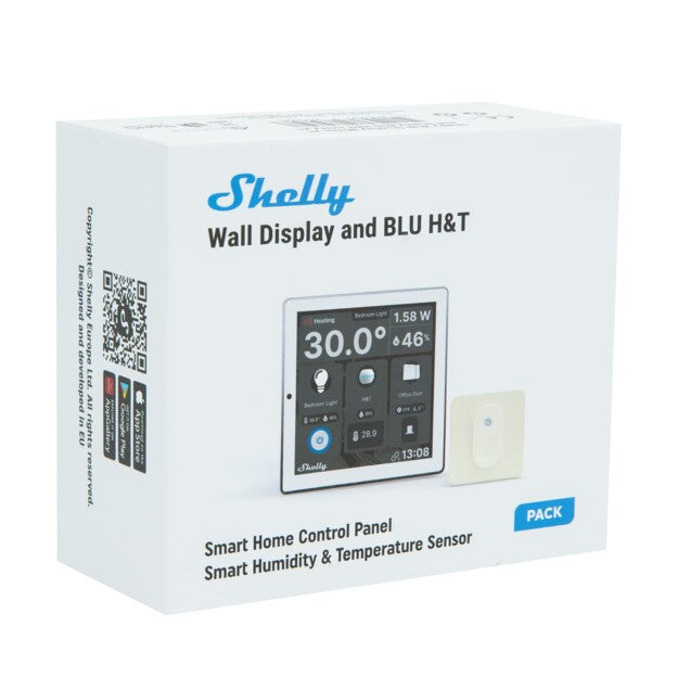 Intrerupator Smart cu touchscreen Shelly Wall Display, Alb, Wi-FI, Bluethooth + BLU H&T [2]