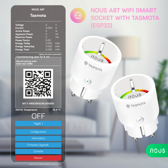 WiFi smart sockets NOUS A8T (4pack), with Tasmota preinstalled, ESP32, 10A [3]