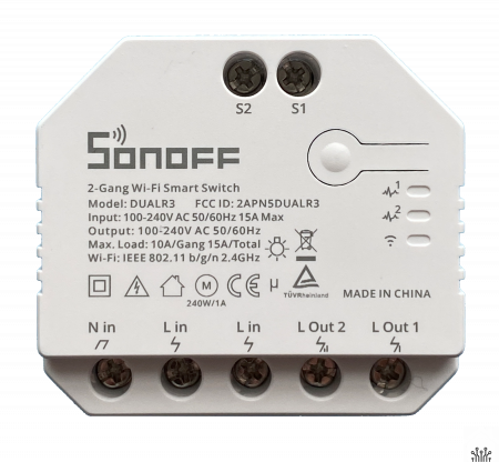 Releu inteligent Sonoff Dual R3, Wireless, 2 canale, Alb [3]