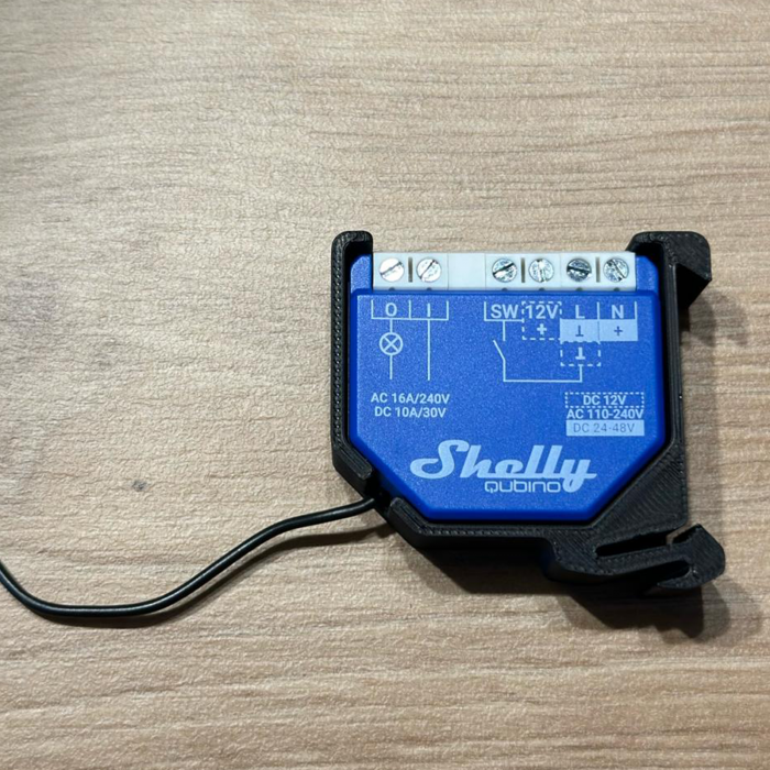 DIN Rail support for Shelly PLUS, including Z-Wave Quibino series, made of fireproof material, black [3]