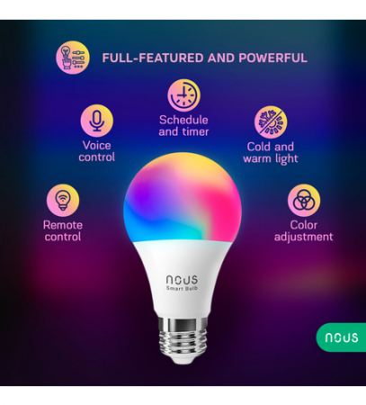 Bec LED Inteligent Nous P3, E27, RGB, 810 lm, 9W [3]