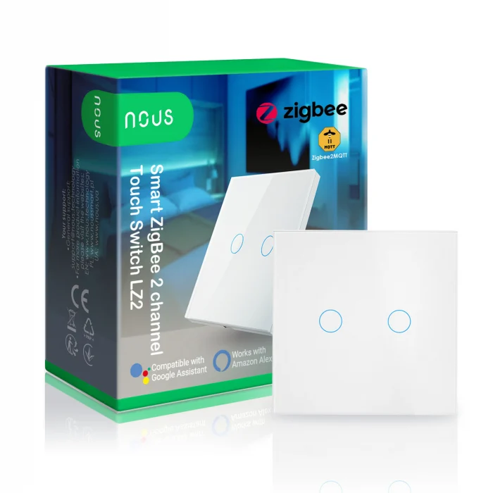 Touch Switches - Smart switch Nous LZ2 Wifi, ZigBee, Touch, 2 channels (no neutral required)