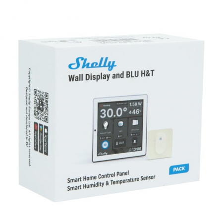 Intrerupator Smart cu touchscreen Shelly Wall Display, Alb, Wi-FI, Bluethooth + BLU H&T [1]