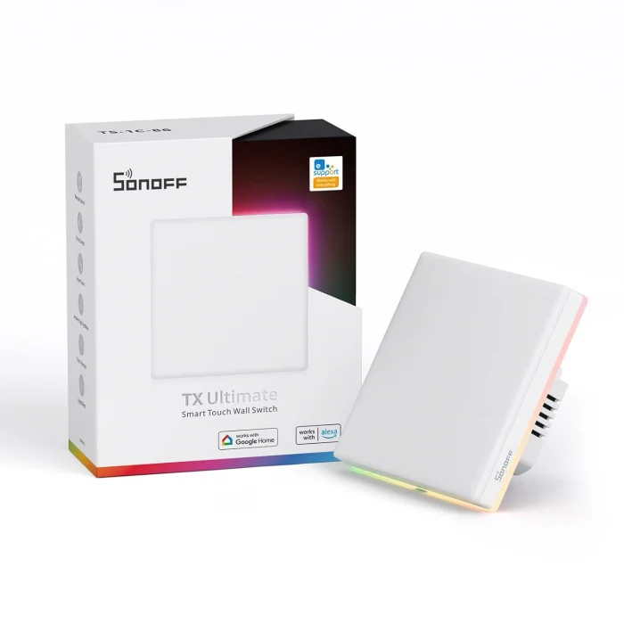 New products - Smart switch Sonoff T5-2C-86 WiFi with Full Touch (2 channels), LED light 5A/1200W