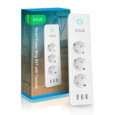 Prelungitor Smart Nous A5T, cu integrare prin Tasmota, 3 prize, 3 porturi USB [2]