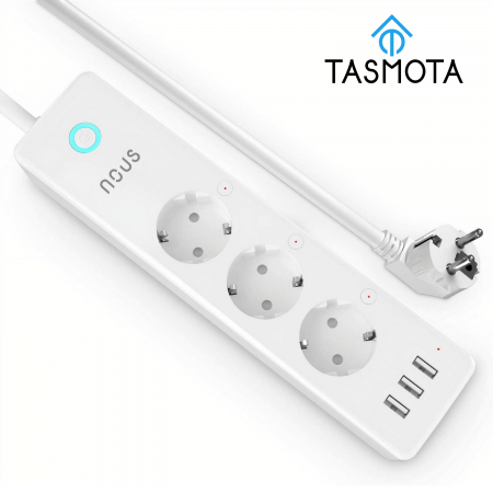 Prize Smart - Prelungitor Smart Nous A5T, cu integrare prin Tasmota, 3 prize, 3 porturi USB