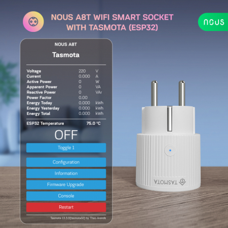 Priza Inteligenta WiFi NOUS A8T, 10A - Tasmota, ESP32 [1]