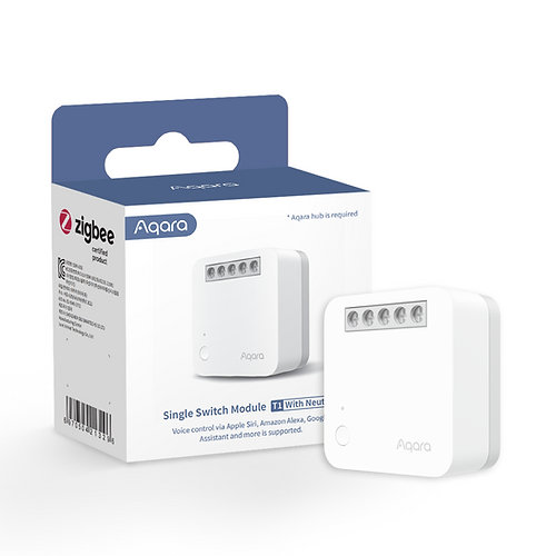 Smart Home - Releu inteligent Aqara Single Switch Module T1, 1 canal, necesita NUL, 10A, Zigbee