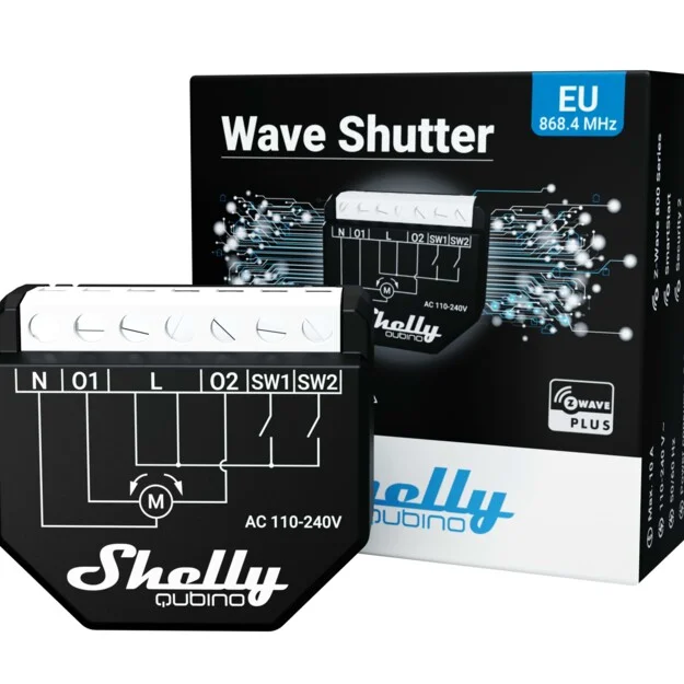 Relee smart - Releu inteligent Shelly Qubino Wave 2PM cu contor de putere, Z-Wave