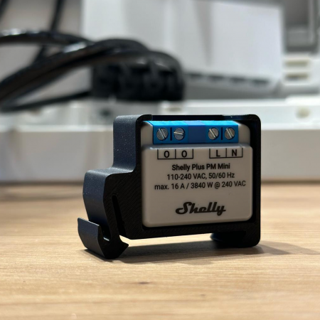 Smart Home - Suport de Sina DIN pentru Shelly MINI, din material ignifug, negru