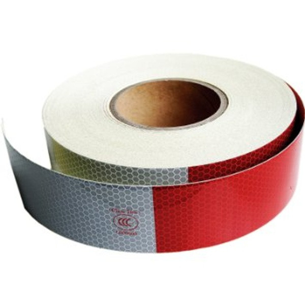 Banda reflectorizanta dreapta tip fagure alba/rosie 5cm x 25m [2]