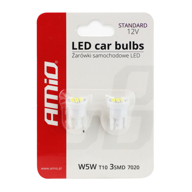 Bec de pozitie tip LED , T10 W2.1x9.5 W5W, 12V , 3 SMD 7020, culoare alb ,  set 2 buc [2]