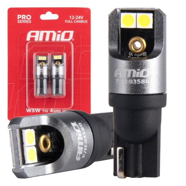 Becuri auto LED T10 12V/24V 4x3030 6000K Canbus [1]