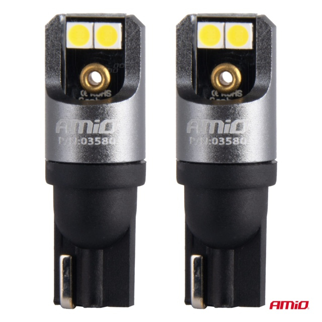 Becuri auto LED T10 12V/24V 4x3030 6000K Canbus [2]