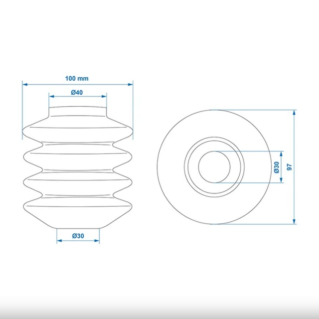 Burduf pentru cupla remorca 30/40mm L=100 [4]