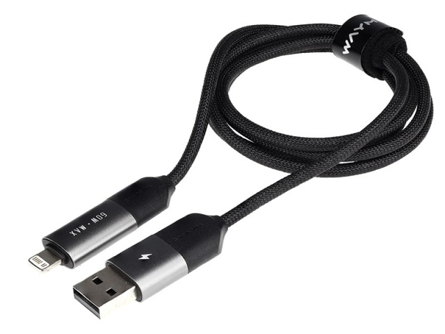 Cablu de încărcare și sincronizare WAYNE din microfibră împletită, 100 cm (4 în 1) USB / C > USB-C / Lightning, max. 60W [3]