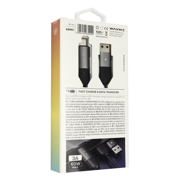 Cablu de încărcare și sincronizare WAYNE din microfibră împletită, 100 cm (4 în 1) USB / C > USB-C / Lightning, max. 60W [5]