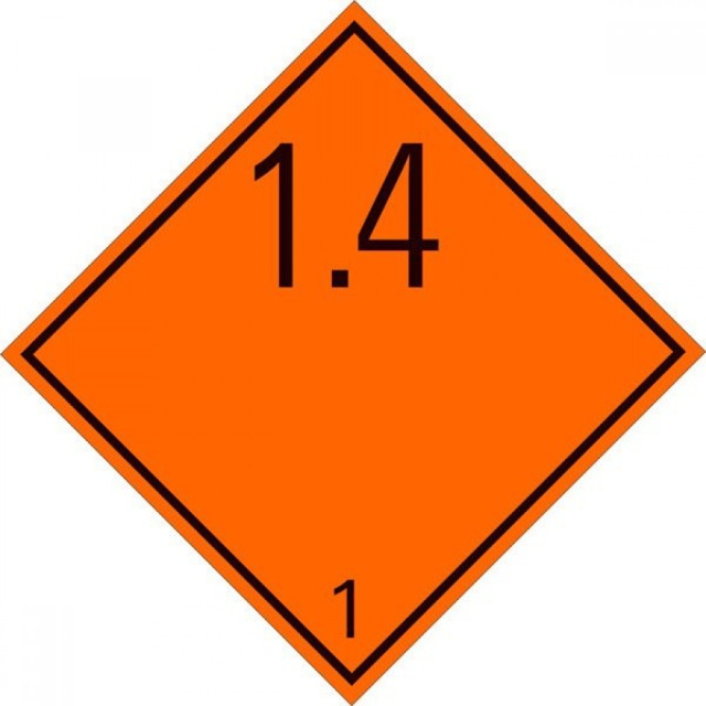 Eticheta ADR clasa 1.4 aluminiu Transport substante si obiecte explozive (300x300mm) [1]
