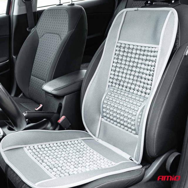 Husa scaun auto cu bile de masaj si suport lombar 110 x 46cm, gri [2]