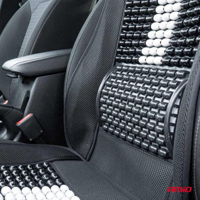 Husa scaun auto cu bile de masaj si suport lombar 131x46cm Negru [3]