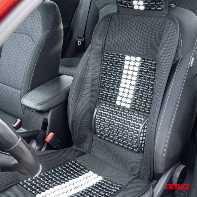 Husa scaun auto cu bile de masaj si suport lombar 131x46cm Negru [2]
