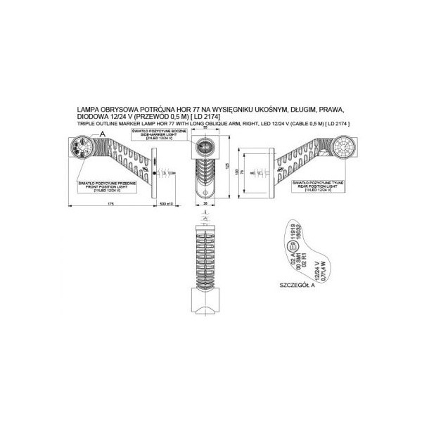 Lampa gabarit LED, 3 culori, stanga [2]