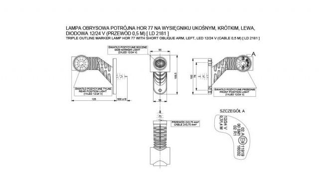 Lampa gabarit LED 3 culori, stanga [2]