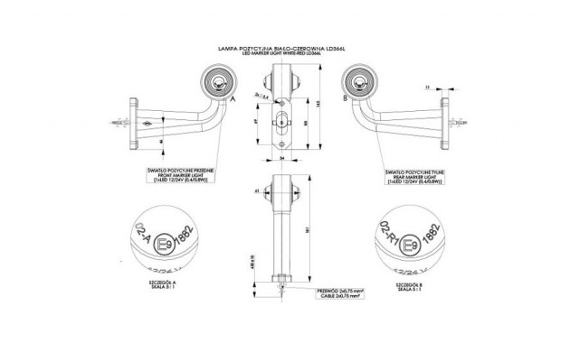 Lampa gabarit LED alb-rosu, stanga [2]