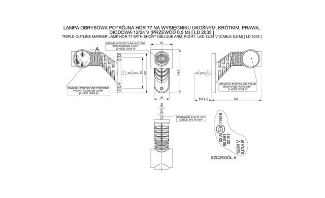 Lampa LED gabarit trei culori, dreapta [2]