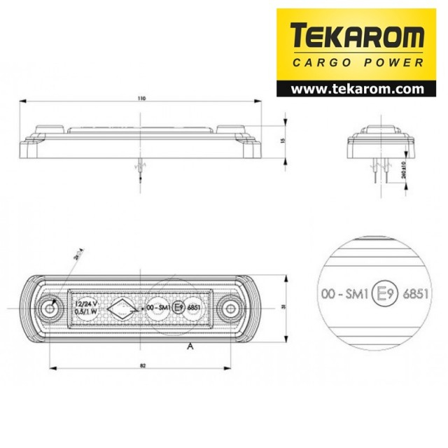 Lampa pozitie ovala galbena [2]