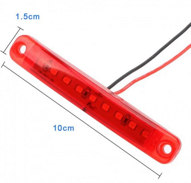Lampa pozitie-strobo rosie 9 leduri 10x1.5 cm [2]