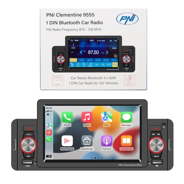 MP5 player auto PNI Clementine 9555 1DIN display 5 inch 4 x 50W, Bluetooth, radio FM, Carplay, functie RDS [8]