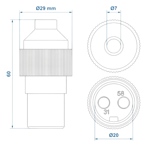 Mufa 2 pini 12/24V [6]