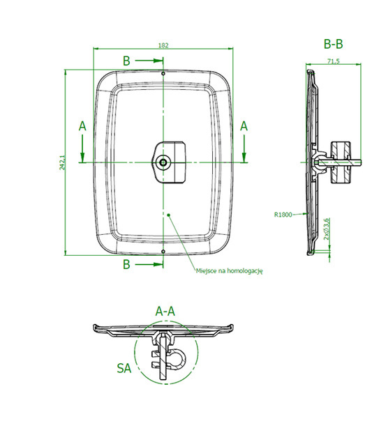 Oglinda universala cu incalzire 242x182 mm [2]