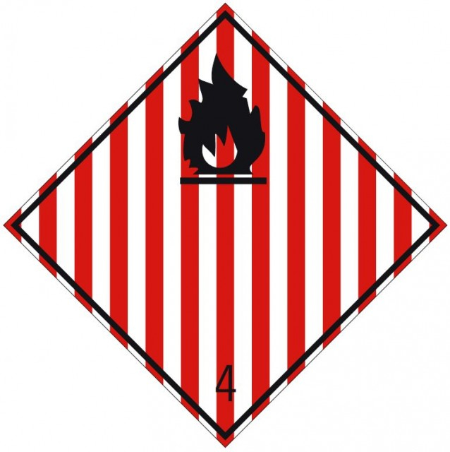 Placa ADR aluminiu "Pericol Transport substante solide inflamabile autoreactive explozive desensibilizate clasa 4."1 [1]