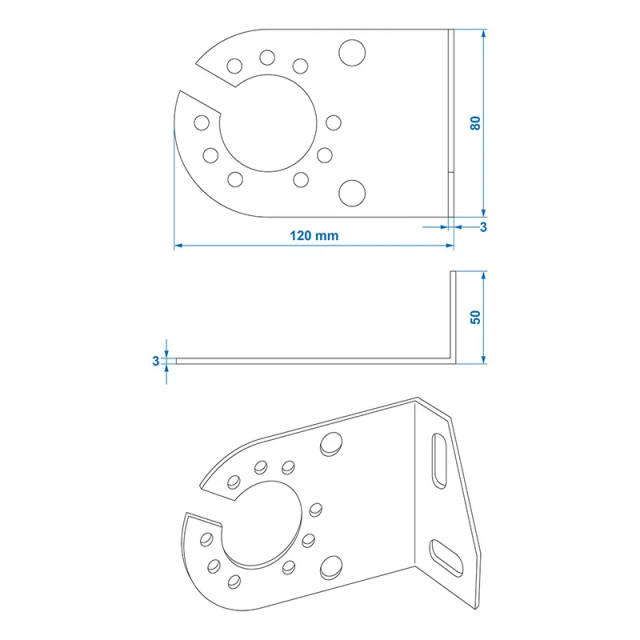 Placa de montaj metalica lateral pentru priza 8 x 5cm [4]
