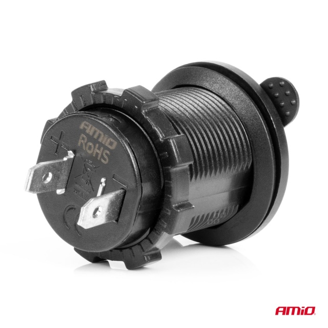 Priza bricheta auto rezistenta la apa, cu lumina de fundal, LED albastru 12/24V [3]