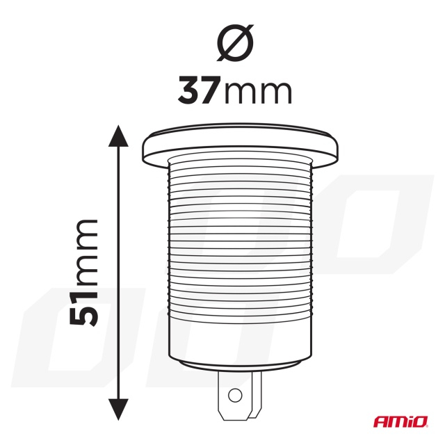 Priza bricheta auto rezistenta la apa, cu lumina de fundal, LED albastru 12/24V [4]